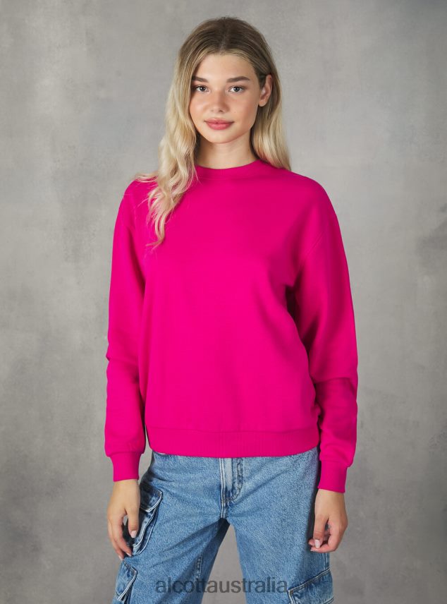 Cotton Crew-Neck Sweatshirt Women 2TH442139 BK1 BLACK Alcott Clothing