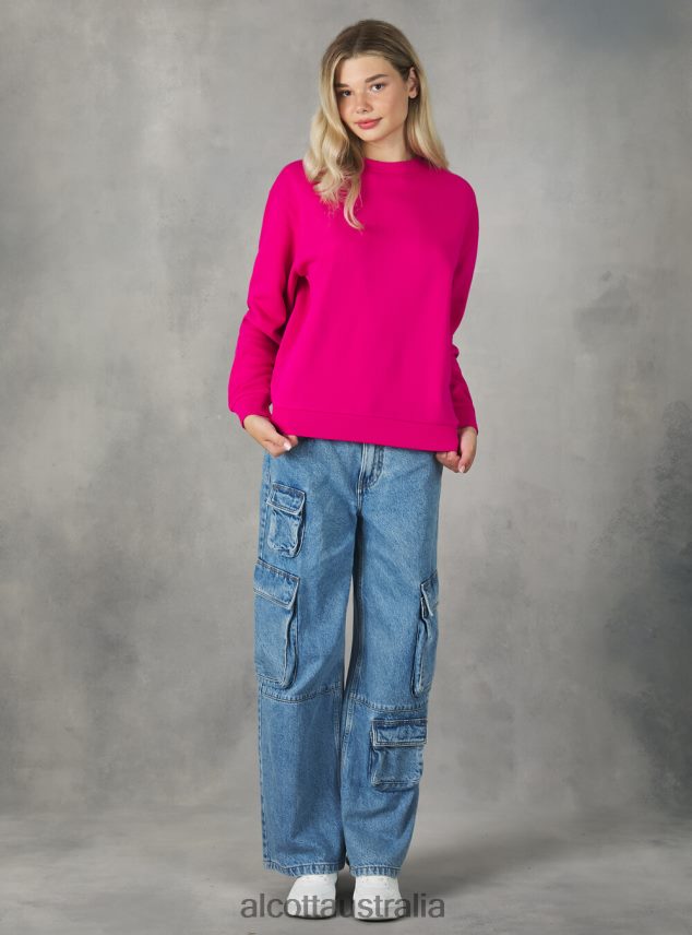 Cotton Crew-Neck Sweatshirt Women 2TH442139 BK1 BLACK Alcott Clothing