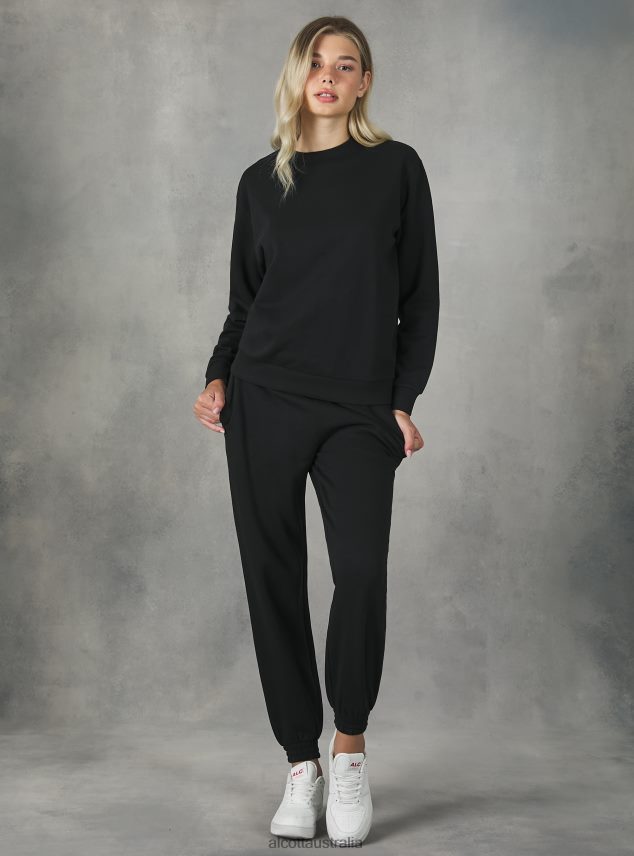 Cotton Crew-Neck Sweatshirt Women 2TH442159 BK1 BLACK Alcott Clothing