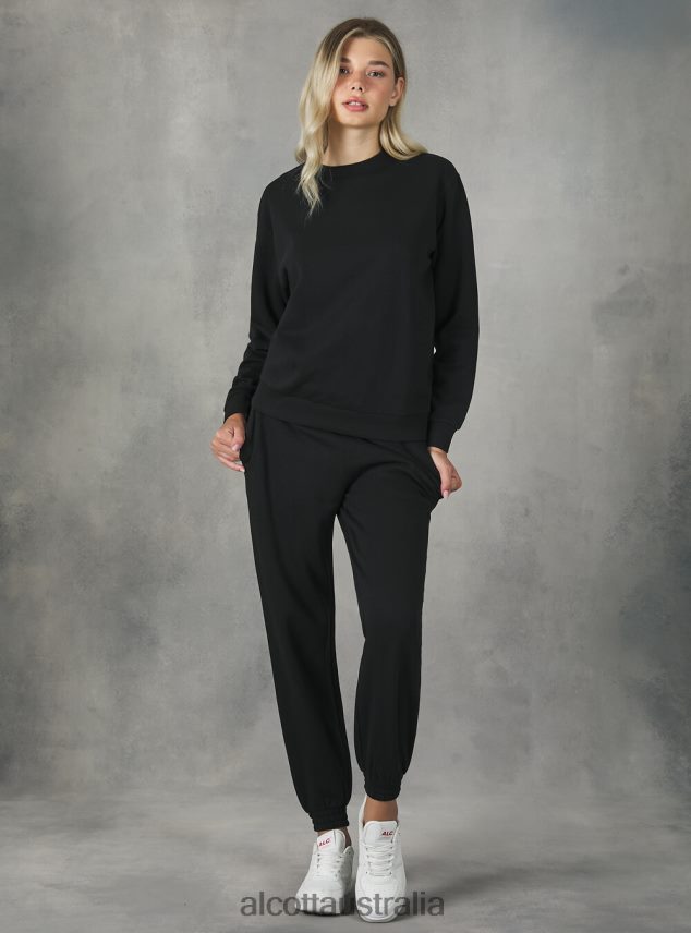 Cotton Crew-Neck Sweatshirt Women 2TH442159 BK1 BLACK Alcott Clothing