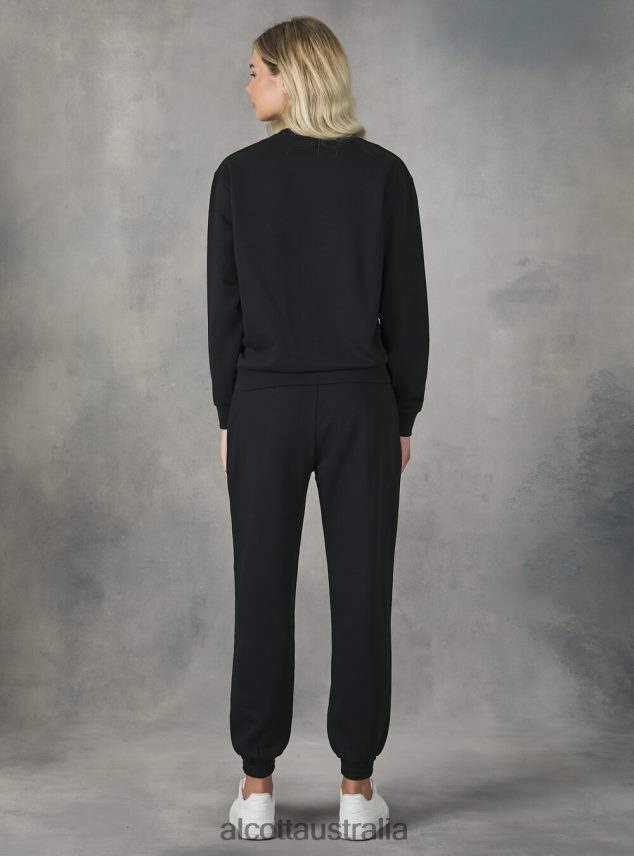 Cotton Crew-Neck Sweatshirt Women 2TH442159 BK1 BLACK Alcott Clothing