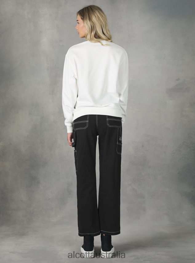 Cotton Crew-Neck Sweatshirt Women 2TH442447 BK1 BLACK Alcott Clothing