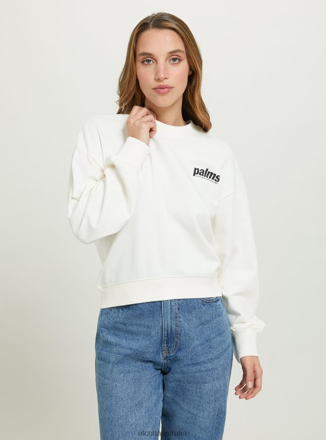 Cropped Sweatshirt With Lettering Print Women 2TH442485 BK1 BLACK Alcott Clothing