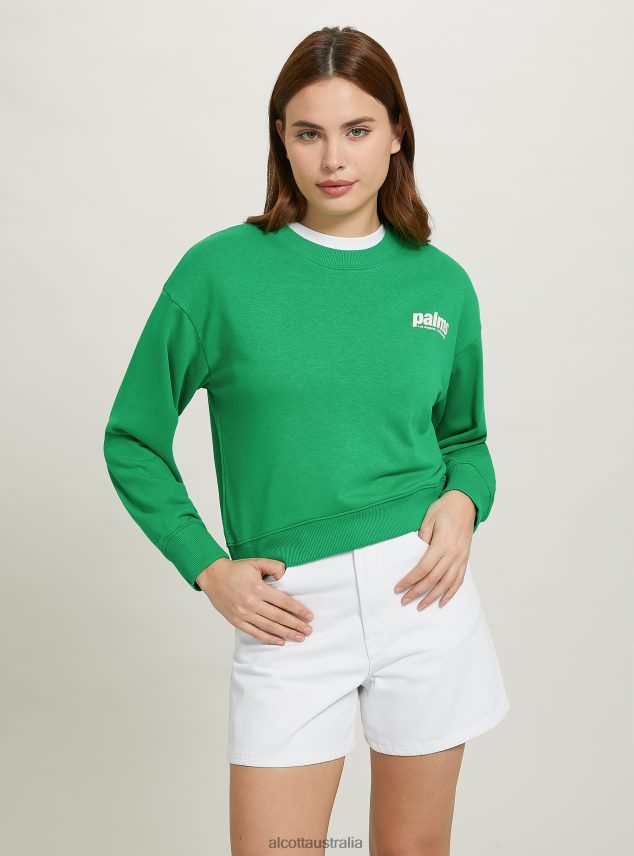 Cropped Sweatshirt With Lettering Print Women 2TH442511 BK1 BLACK Alcott Clothing