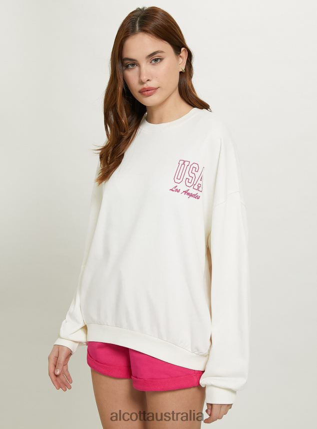 Oversize Sweatshirt With Print Women 2TH442174 FX2 FUXIA MEDIUM Alcott Clothing