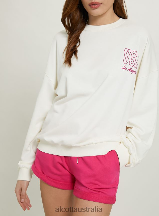 Oversize Sweatshirt With Print Women 2TH442174 FX2 FUXIA MEDIUM Alcott Clothing