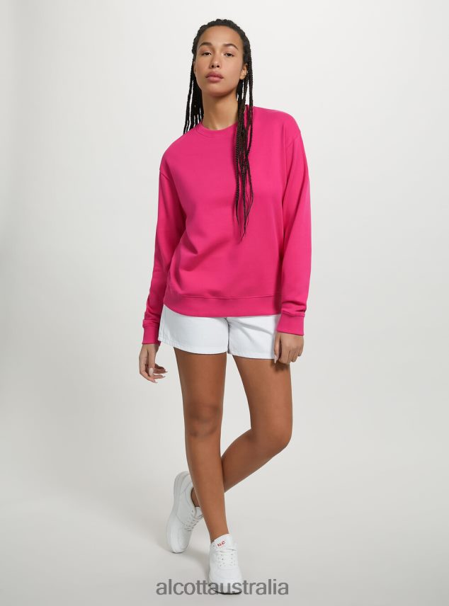 Plain Cotton Crew-Neck Sweatshirt Women 2TH44253 WH2 WHITE Alcott Clothing