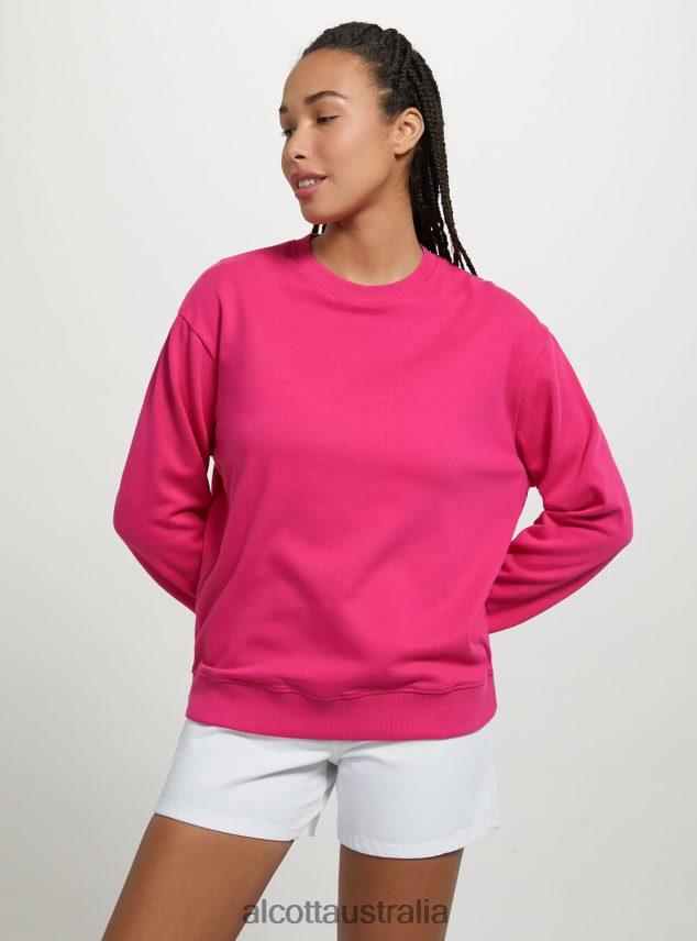 Plain Cotton Crew-Neck Sweatshirt Women 2TH44253 WH2 WHITE Alcott Clothing