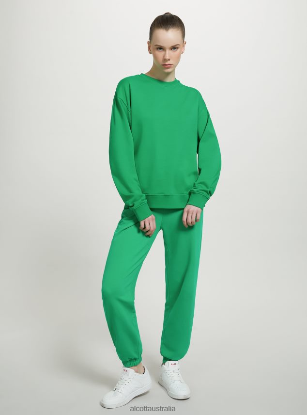 Plain Cotton Crew-Neck Sweatshirt Women 2TH44273 WH2 WHITE Alcott Clothing