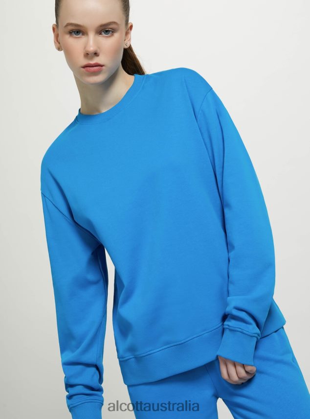 Plain Cotton Crew-Neck Sweatshirt Women 2TH44276 WH2 WHITE Alcott Clothing