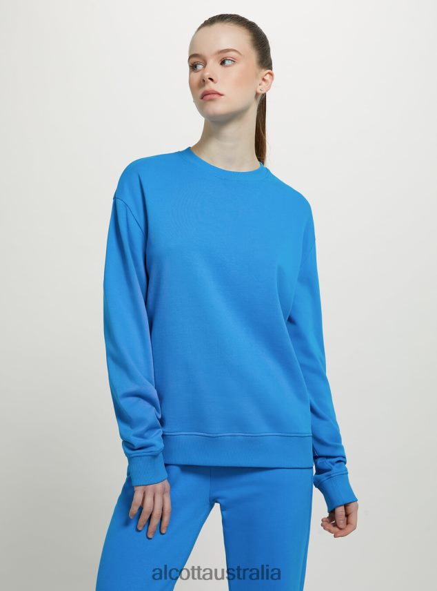 Plain Cotton Crew-Neck Sweatshirt Women 2TH44276 WH2 WHITE Alcott Clothing