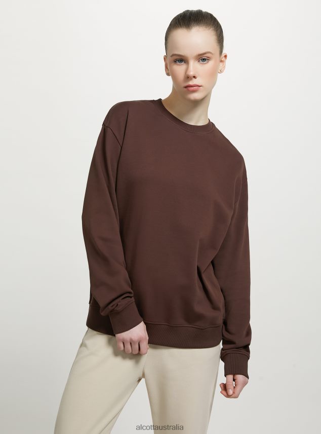 Plain Cotton Crew-Neck Sweatshirt Women 2TH44292 WH2 WHITE Alcott Clothing