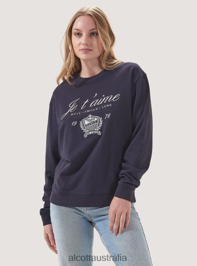 Round-Neck Sweatshirt With Embroidery Women 2TH442238 C0020 OFF WHITE Alcott Clothing