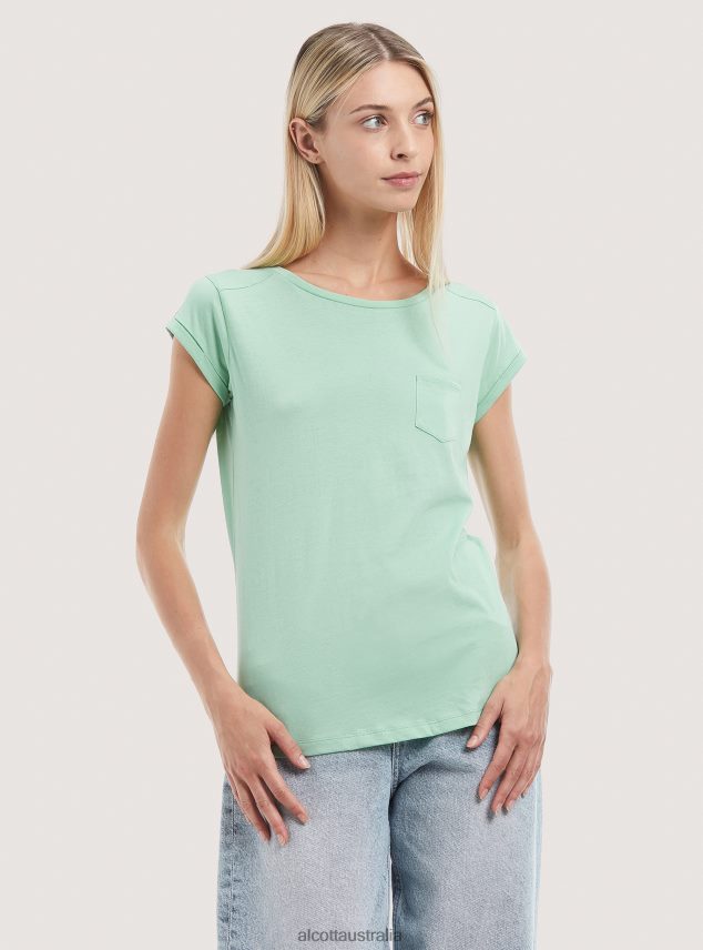Basic Cotton T-Shirt With Breast Pocket Women 2TH442210 WHITE Alcott Clothing