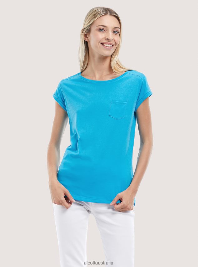 Basic Cotton T-Shirt With Breast Pocket Women 2TH442343 WHITE Alcott Clothing