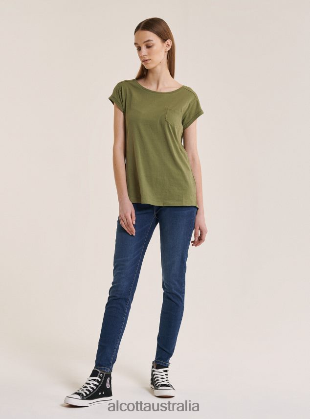 Basic Cotton T-Shirt With Breast Pocket Women 2TH442375 WHITE Alcott Clothing