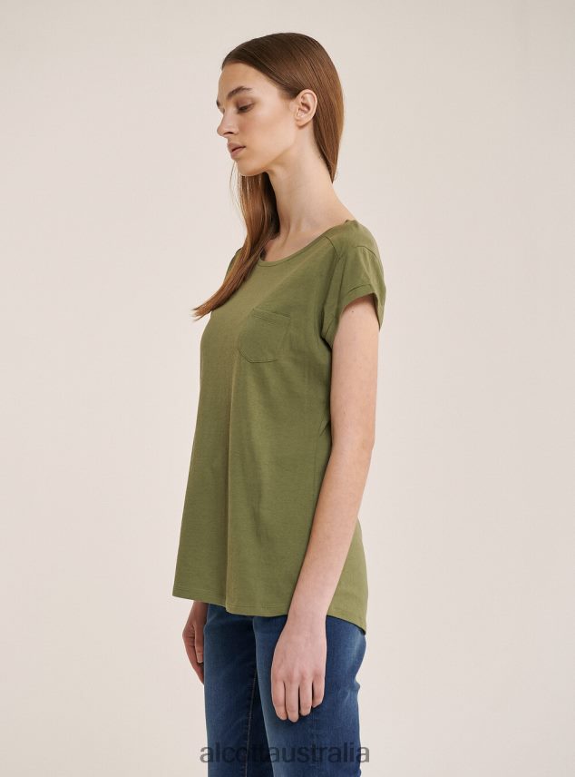 Basic Cotton T-Shirt With Breast Pocket Women 2TH442375 WHITE Alcott Clothing