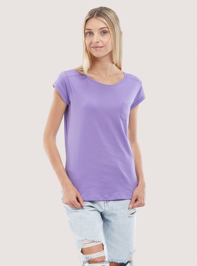 Basic Cotton T-Shirt With Breast Pocket Women 2TH442442 WHITE Alcott Clothing