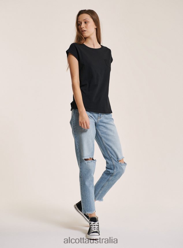 Basic Cotton T-Shirt With Breast Pocket Women 2TH442489 WHITE Alcott Clothing