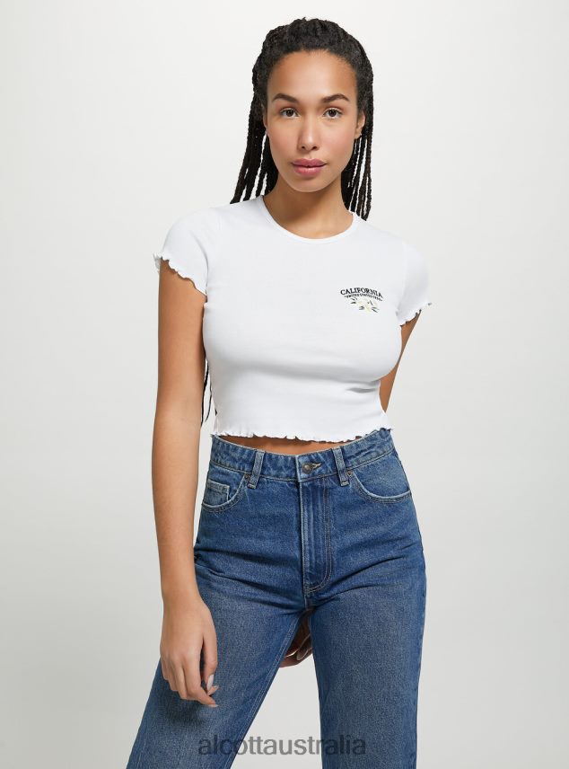 Cotton T-Shirt With Embroidery Women 2TH44279 WHITE Alcott Clothing