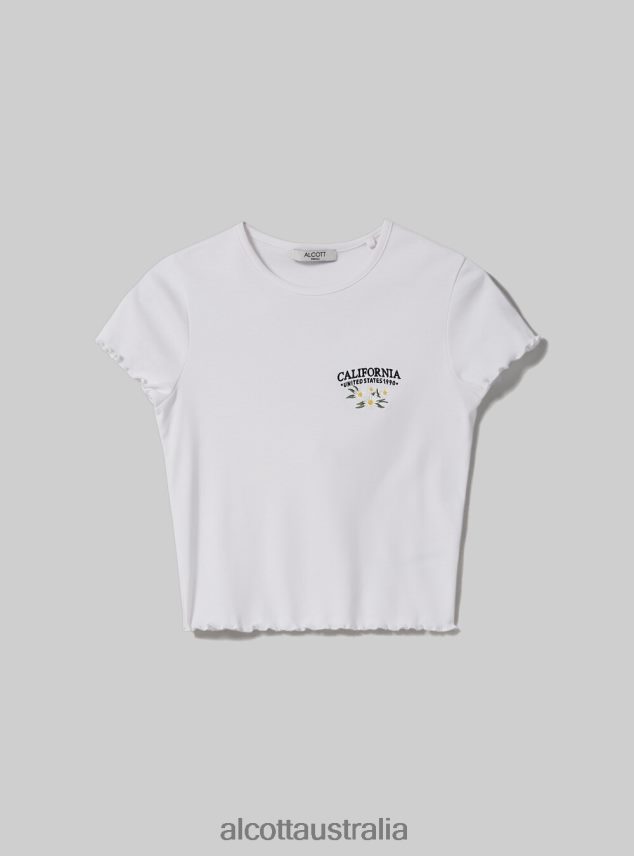 Cotton T-Shirt With Embroidery Women 2TH44279 WHITE Alcott Clothing