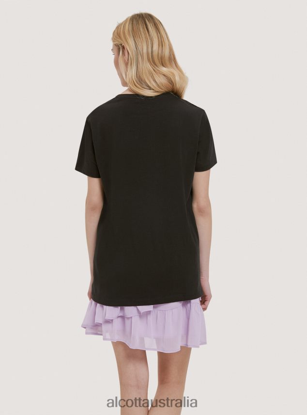 Cotton T-Shirt With Print Women 2TH442196 BLACK Alcott Clothing