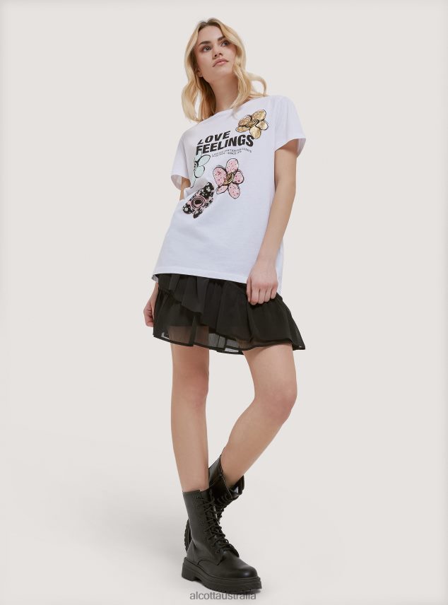 Cotton T-Shirt With Print Women 2TH442355 BLACK Alcott Clothing