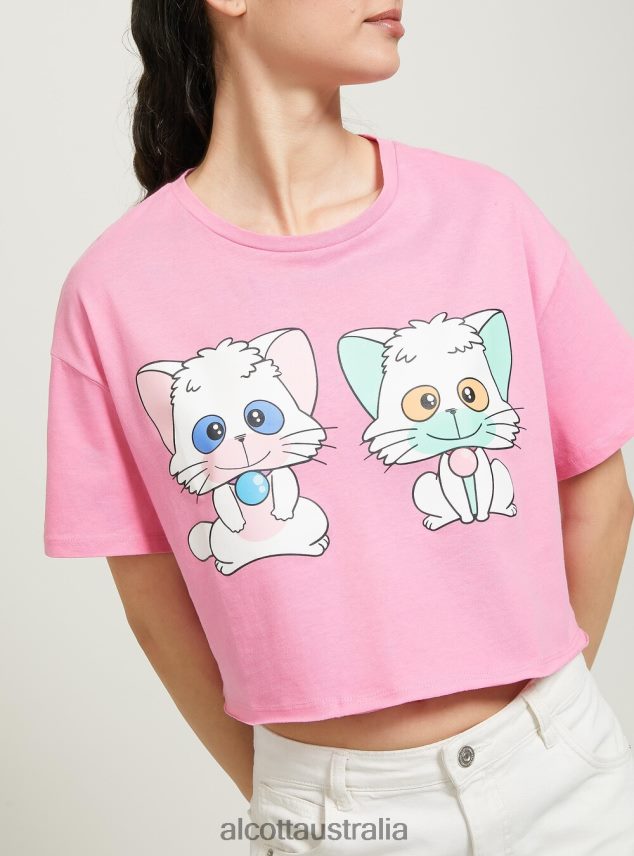 Creamy Cropped T-Shirt Women 2TH442378 PK2 PINK MEDIUM Alcott Clothing