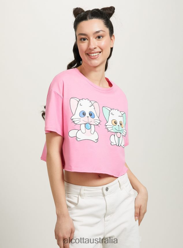 Creamy Cropped T-Shirt Women 2TH442378 PK2 PINK MEDIUM Alcott Clothing