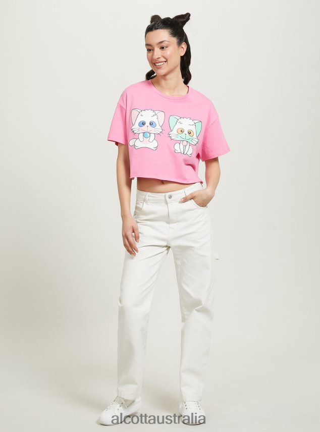 Creamy Cropped T-Shirt Women 2TH442378 PK2 PINK MEDIUM Alcott Clothing