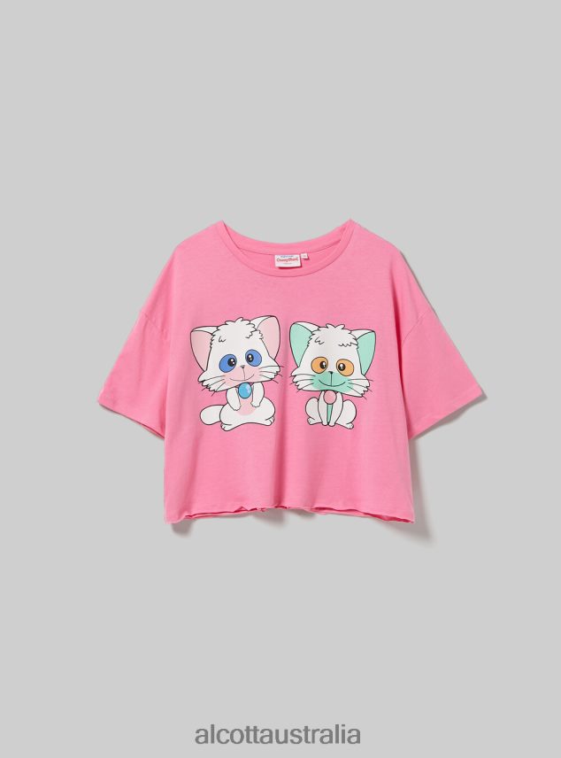 Creamy Cropped T-Shirt Women 2TH442378 PK2 PINK MEDIUM Alcott Clothing