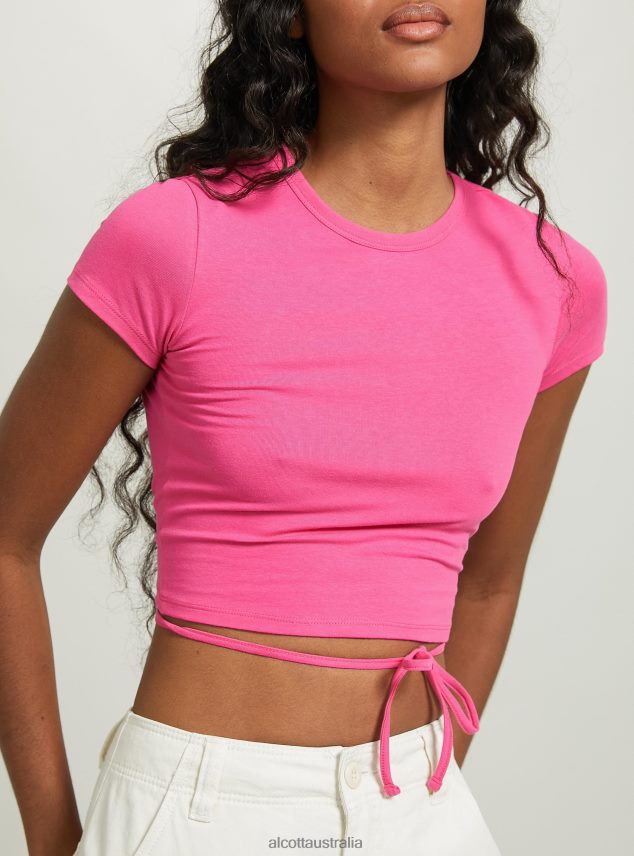 Cropped Lace Up T-Shirt Women 2TH442330 OR3 ORANGE LIGHT Alcott Clothing