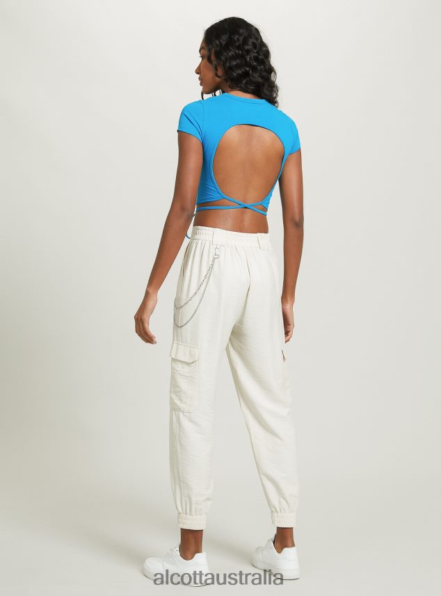 Cropped Lace Up T-Shirt Women 2TH442521 OR3 ORANGE LIGHT Alcott Clothing