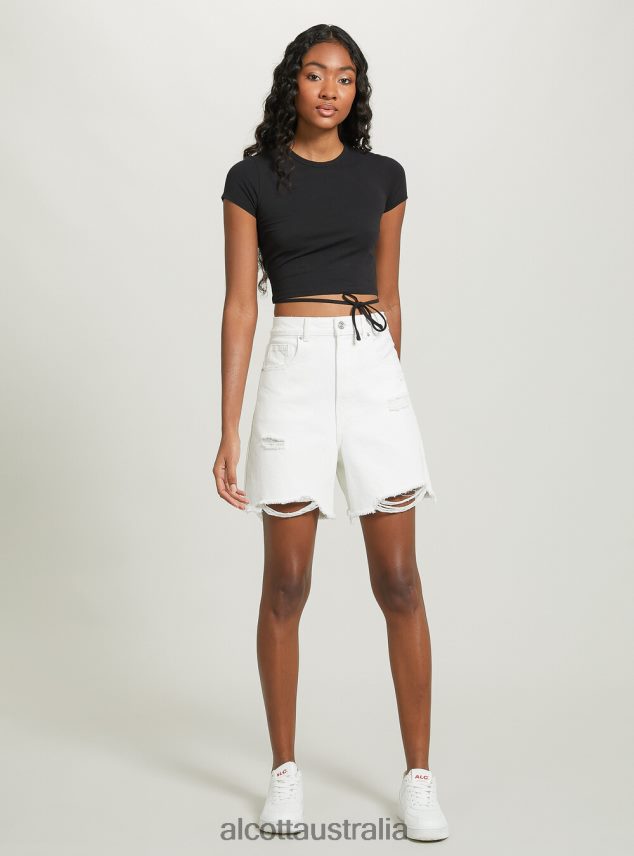 Cropped Lace Up T-Shirt Women 2TH442522 OR3 ORANGE LIGHT Alcott Clothing