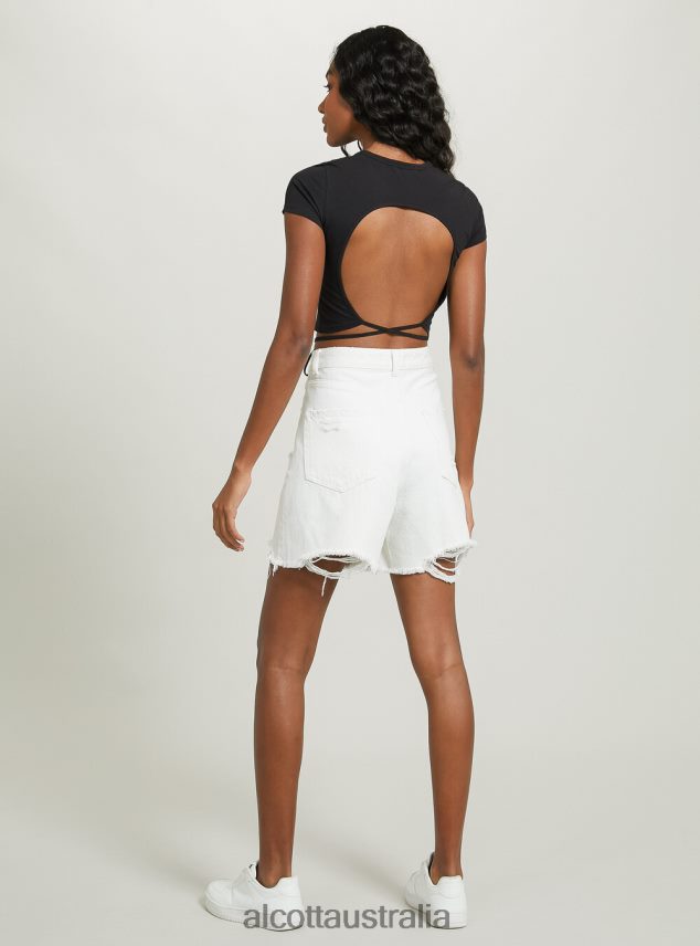 Cropped Lace Up T-Shirt Women 2TH442522 OR3 ORANGE LIGHT Alcott Clothing