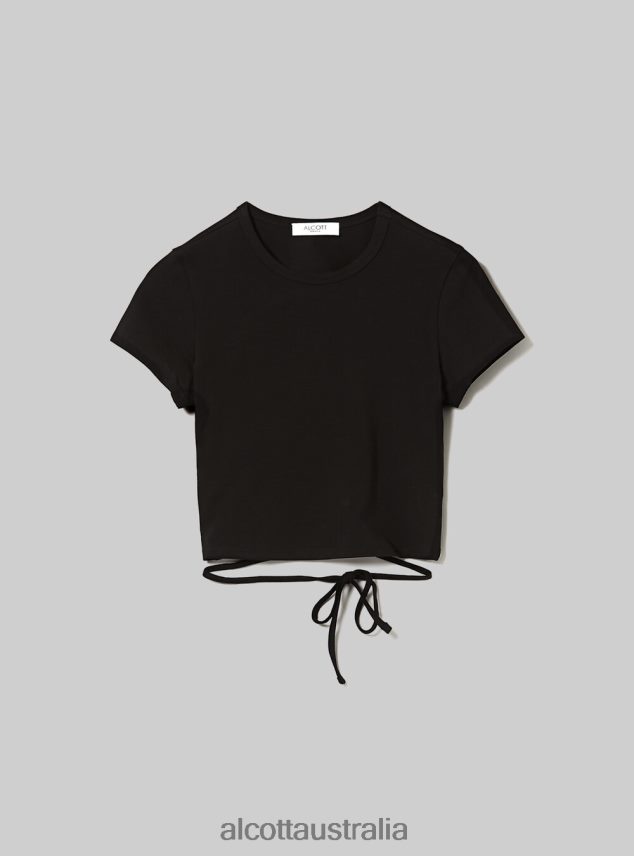 Cropped Lace Up T-Shirt Women 2TH442522 OR3 ORANGE LIGHT Alcott Clothing