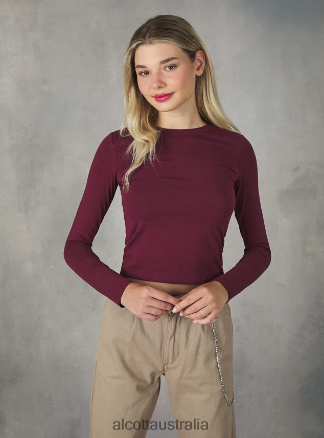 Cropped Long-Sleeved T-Shirt Women 2TH442354 BK1 BLACK Alcott Clothing