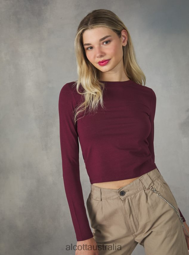 Cropped Long-Sleeved T-Shirt Women 2TH442354 BK1 BLACK Alcott Clothing