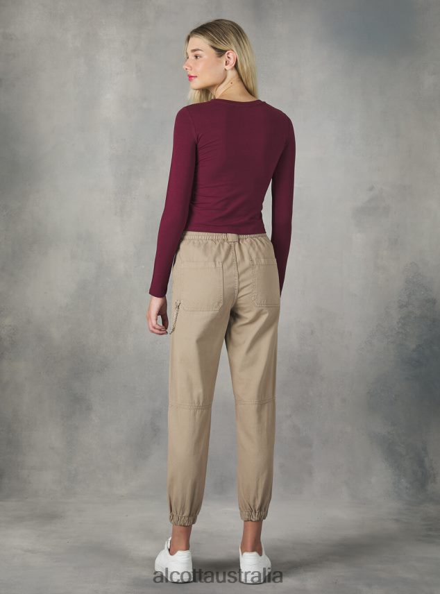 Cropped Long-Sleeved T-Shirt Women 2TH442354 BK1 BLACK Alcott Clothing