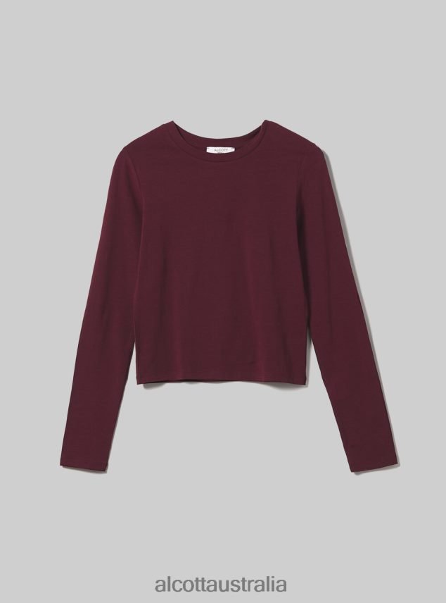 Cropped Long-Sleeved T-Shirt Women 2TH442354 BK1 BLACK Alcott Clothing