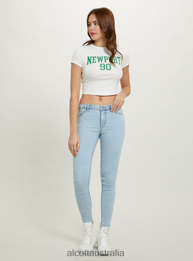 Cropped T-Shirt With College Print Women 2TH442342 WH2 WHITE Alcott Clothing
