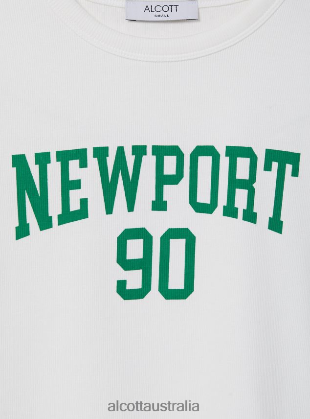 Cropped T-Shirt With College Print Women 2TH442342 WH2 WHITE Alcott Clothing