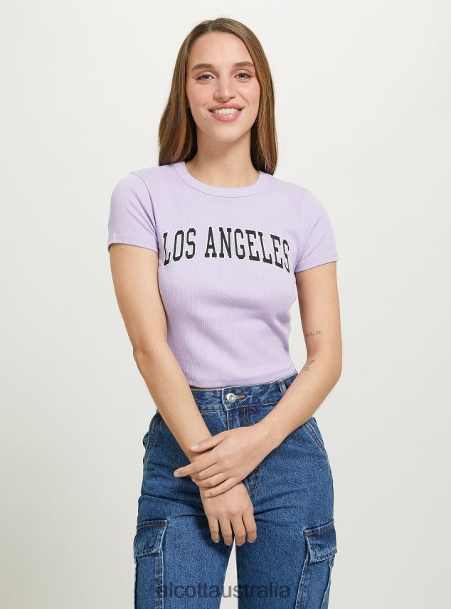 Cropped T-Shirt With College Print Women 2TH442410 WH2 WHITE Alcott Clothing