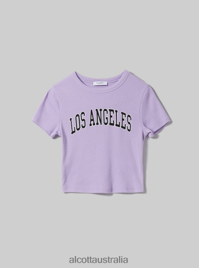 Cropped T-Shirt With College Print Women 2TH442410 WH2 WHITE Alcott Clothing