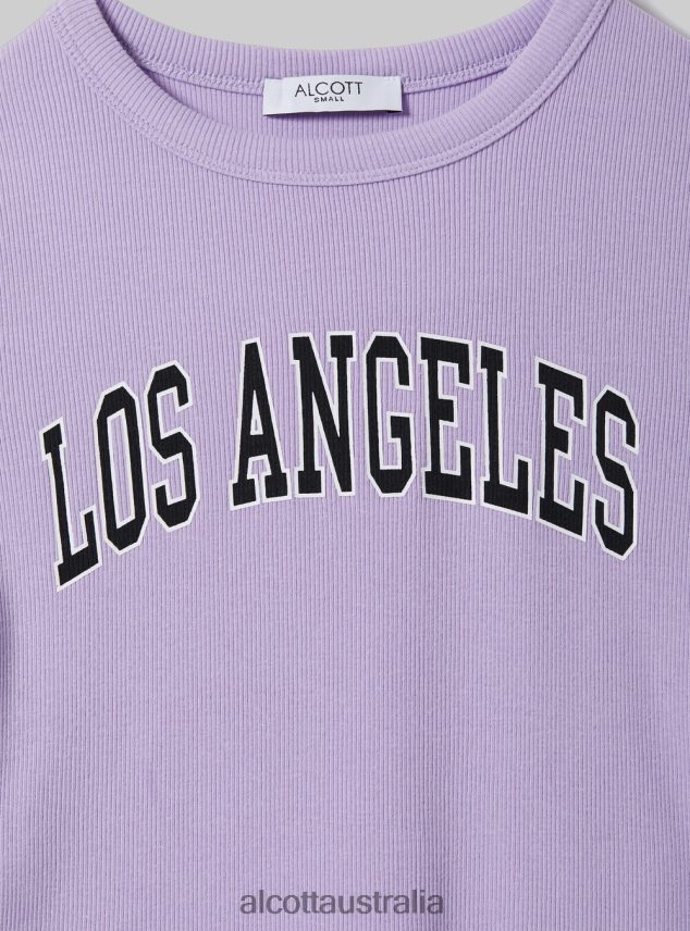 Cropped T-Shirt With College Print Women 2TH442410 WH2 WHITE Alcott Clothing