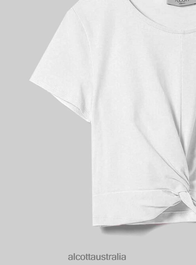 Cropped T-Shirt With Knot Women 2TH442127 WH2 WHITE Alcott Clothing