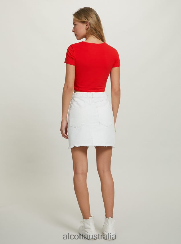 Cropped T-Shirt With Knot Women 2TH442347 WH2 WHITE Alcott Clothing