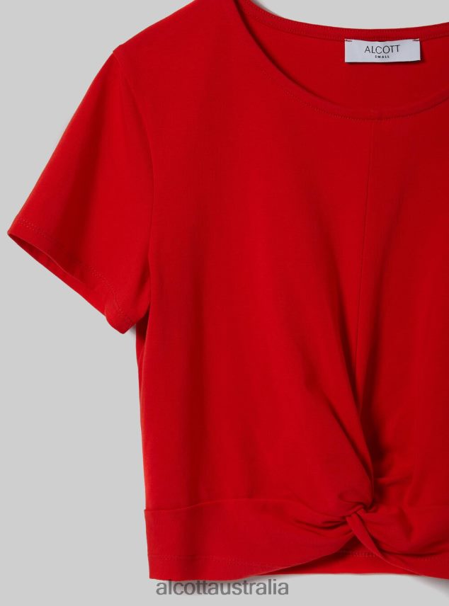 Cropped T-Shirt With Knot Women 2TH442347 WH2 WHITE Alcott Clothing