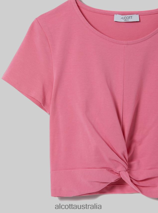 Cropped T-Shirt With Knot Women 2TH442501 WH2 WHITE Alcott Clothing