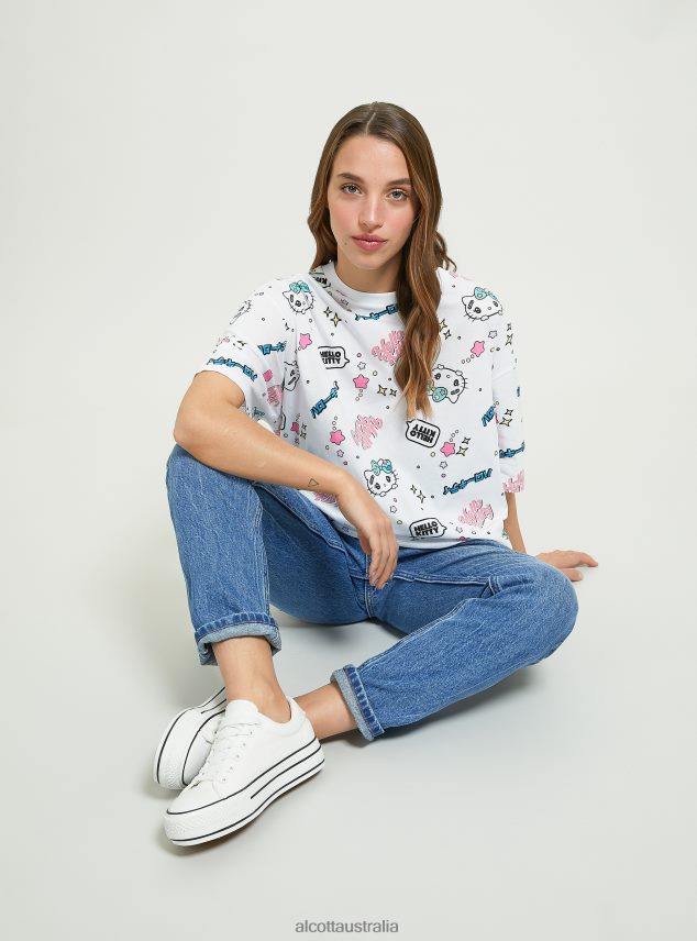 Hello Kitty All Over T-Shirt Women 2TH442470 WH3 WHITE Alcott Clothing